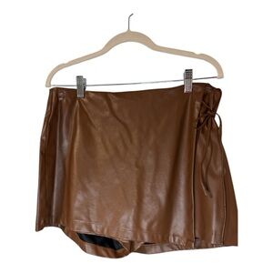 Brown Faux Leather Mini Skirt